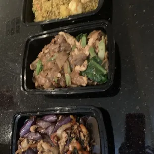 Top to bottom the pineapple rice, the pad sei ewe and the eggplant