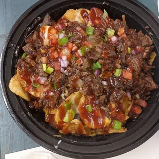 Shredded pork nachos