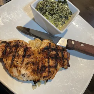 Grilled chicken and creamed spinach