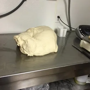 a dough on a table