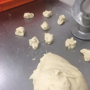 the dough being made
