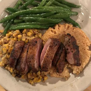 Smoked duck with perfect green beans