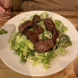 Caesar salad with steak