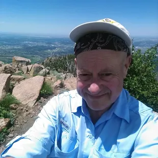 Note the Easterly false summit over my right shoulder.  A more interesting route in my opinion. Not for dogs though.