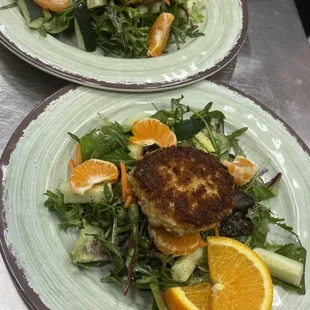Orange Citrus Blue Cheese Salad with Crab Cake