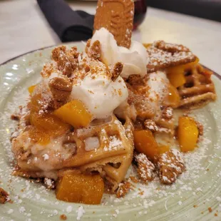 Don't remember the exact name but I believe this is a Peach Bourbon Waffle. (Seasonal)