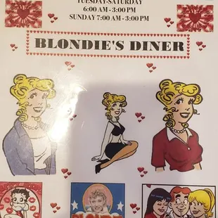 the menu for the diner