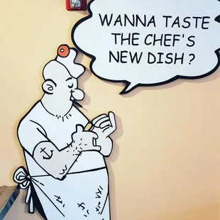a chef with a speech bubble
