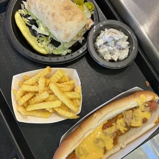 Chili cheese dog  Turkey sandwich