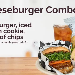 100% Plant Based. Featuring Blondies Vegan Proteins and cookie made from scratch, Fresh brewed black tea with chips.