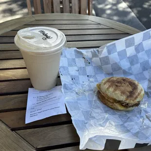 Nutty Banana Smoothie and Breakfast Sandwich