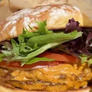 Blondies Award Winning Cheeseburger featuring Blondies Vegan Brand Burger Patties and Blondies Vegan Brand Cheese.