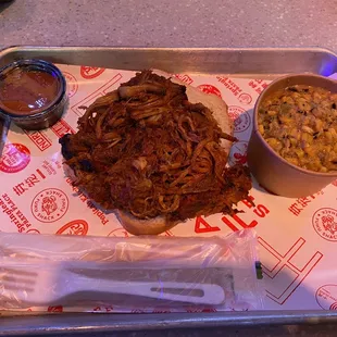 Pulled pork and roasted jalapeño creamed corn