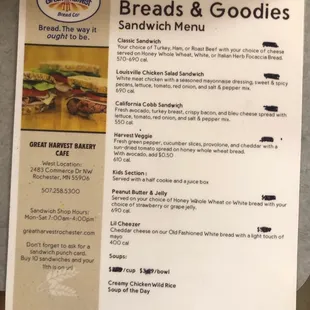 menu