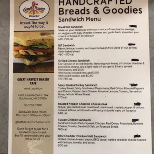 menu
