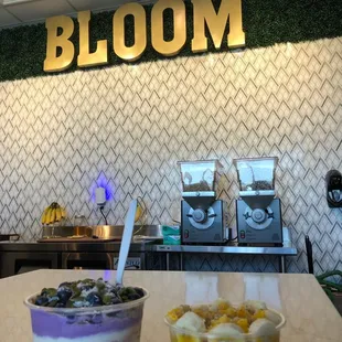 Large Lilac bowl (left), puppy bowl (right)