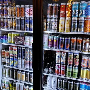 a refrigerator full of drinks