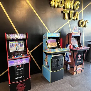 a row of arcade machines