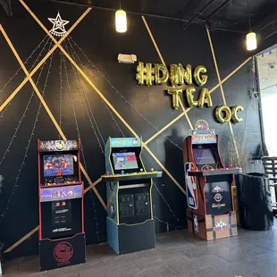 a row of arcade machines