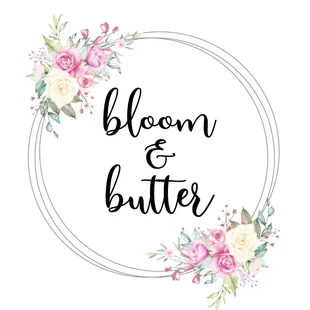 the words bloom and butter surrounded by flowers