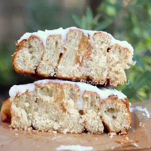 Inside of Cinnamon Roll ($3.75) - the dough is good. I wish there were more cinnamon. Frosting is painfully sweet :(