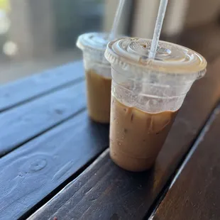 Iced Brown sugar latte + iced mocha latte