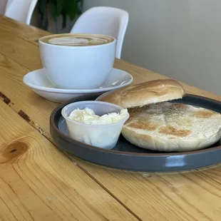 Latte and bagel