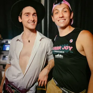 two young men posing for a picture