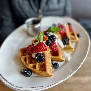 The meyer lemon crème fraiche waffles - a MUST order. #yum