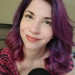 Colorful baylage (bluish purple at the roots with alternating pink and purple)