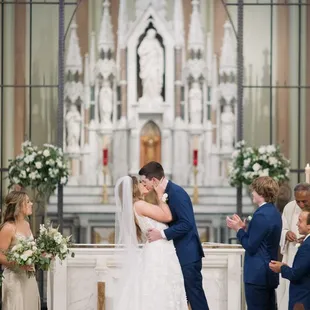 Size and height of the altar flowers was important because St. John's Parish is a large church. Perfection!