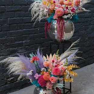 Custom disco ball arrangements for a birthday party event! Email us to bring your vision to life for any event.