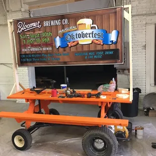 Working on the float for the Bloomer Parade