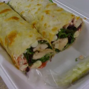 Michigan cherry chicken wrap. It's big!
