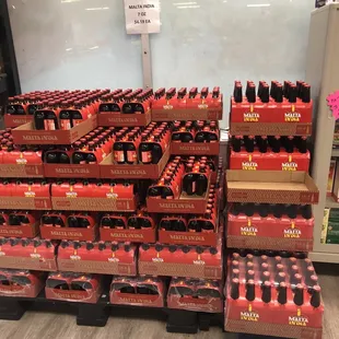 a large stack of bottles