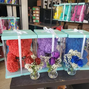 VIP Rosebears with matching glitter roses
glam rosebear combo