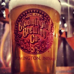 Cream ale in Crimson logo glass