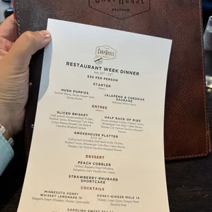 Summer 2024 Restaurant Week menu