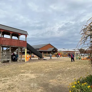 a playground with a slide
