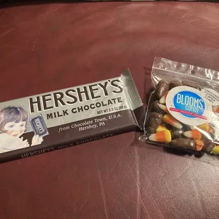 Candy bar for my granddaughter and candy corn for myself and mom.