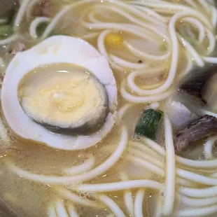 Overcooked egg in ramen