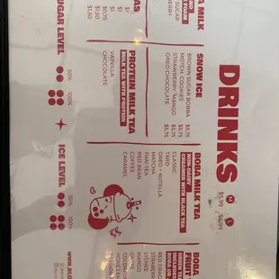 Drink&apos;s menu