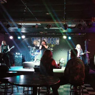 a band performing on stage