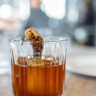 Kentucky's Sweet "ol" Fig-Fashioned ($16) old grand dad bourbon, caramelized g syrup, walnut liqueur, walnut
 bitters, chocolate bitters