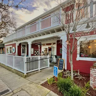 Outside. It's connected to the Danville Hotel.