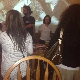a group of people watching a movie