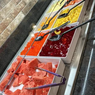 a variety of fruits and condiments