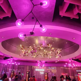 a large chandelier in the center of the room
