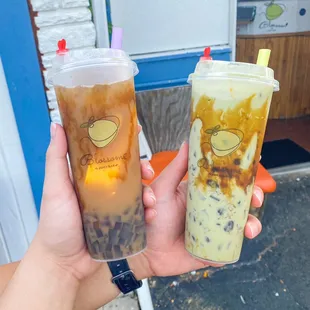 Tiger Matcha Milk Tea - lychee jelly - brown sugar jelly - brown sugar crystal boba