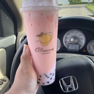 Strawberry Banana Milk Tea with Boba